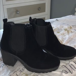 Suede black ankle boots
